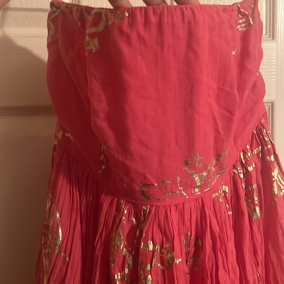 l Gorgeous pink and gold strapless dress by Free Peop - Picture 2 of 4